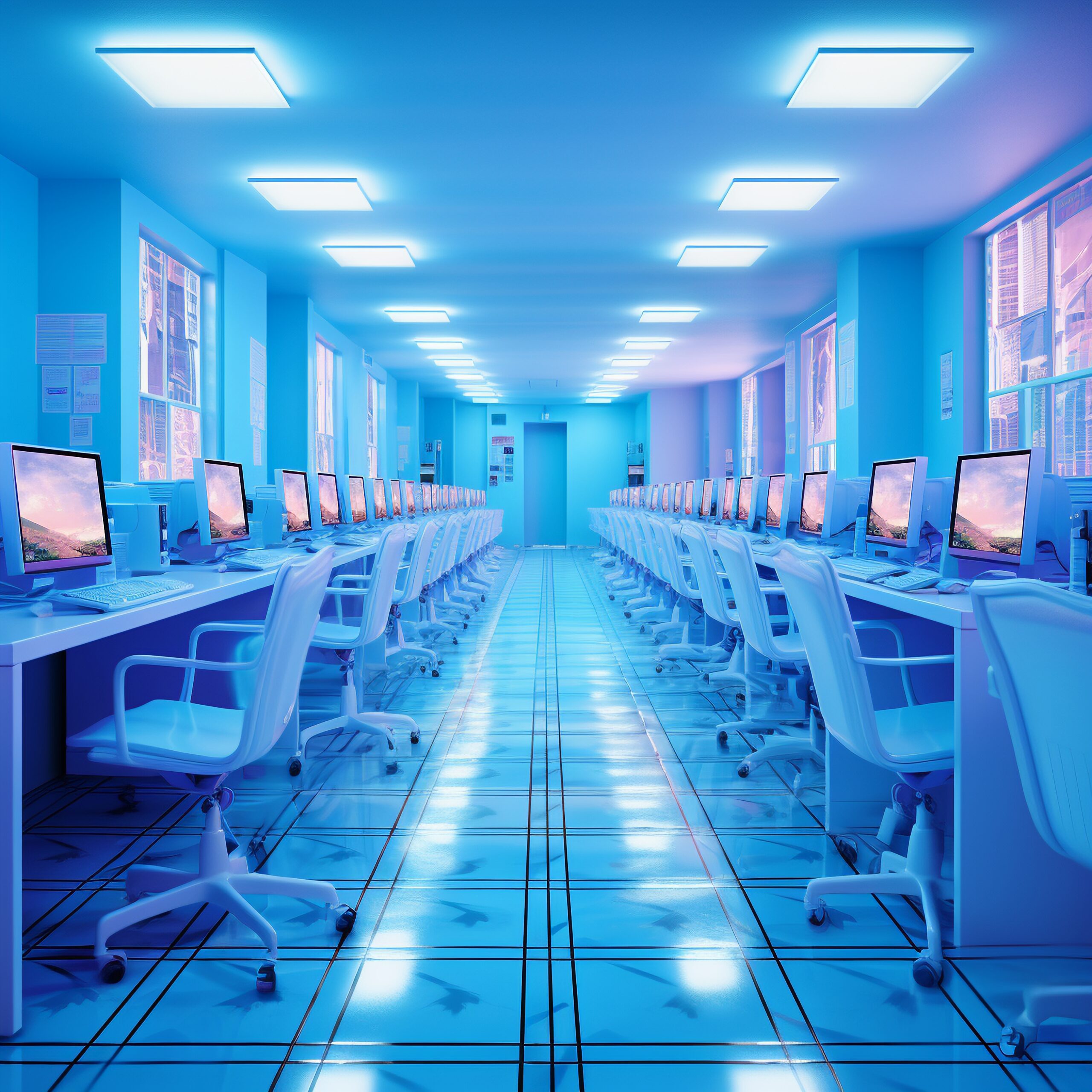 innovative futuristic classroom students