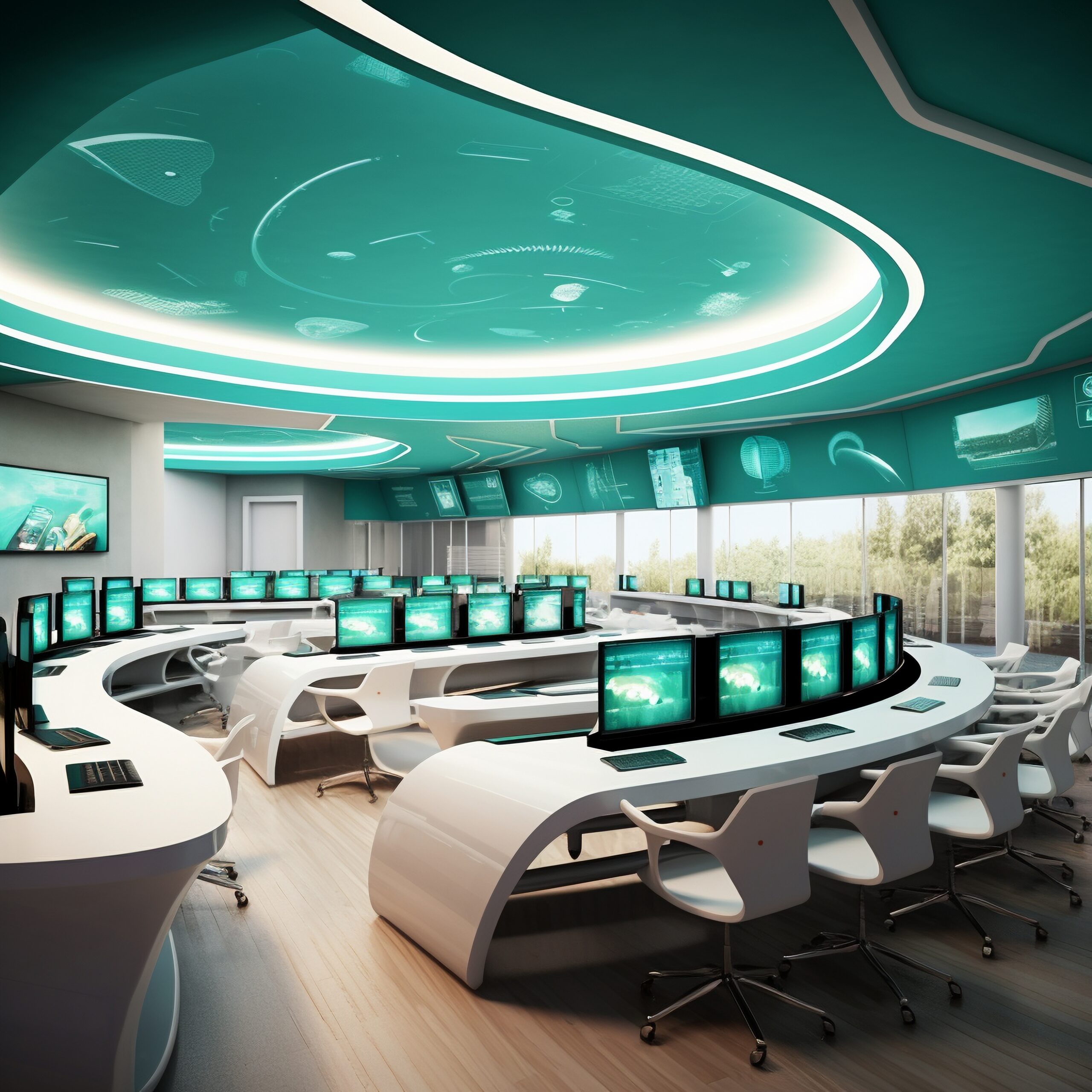 view futuristic classroom students