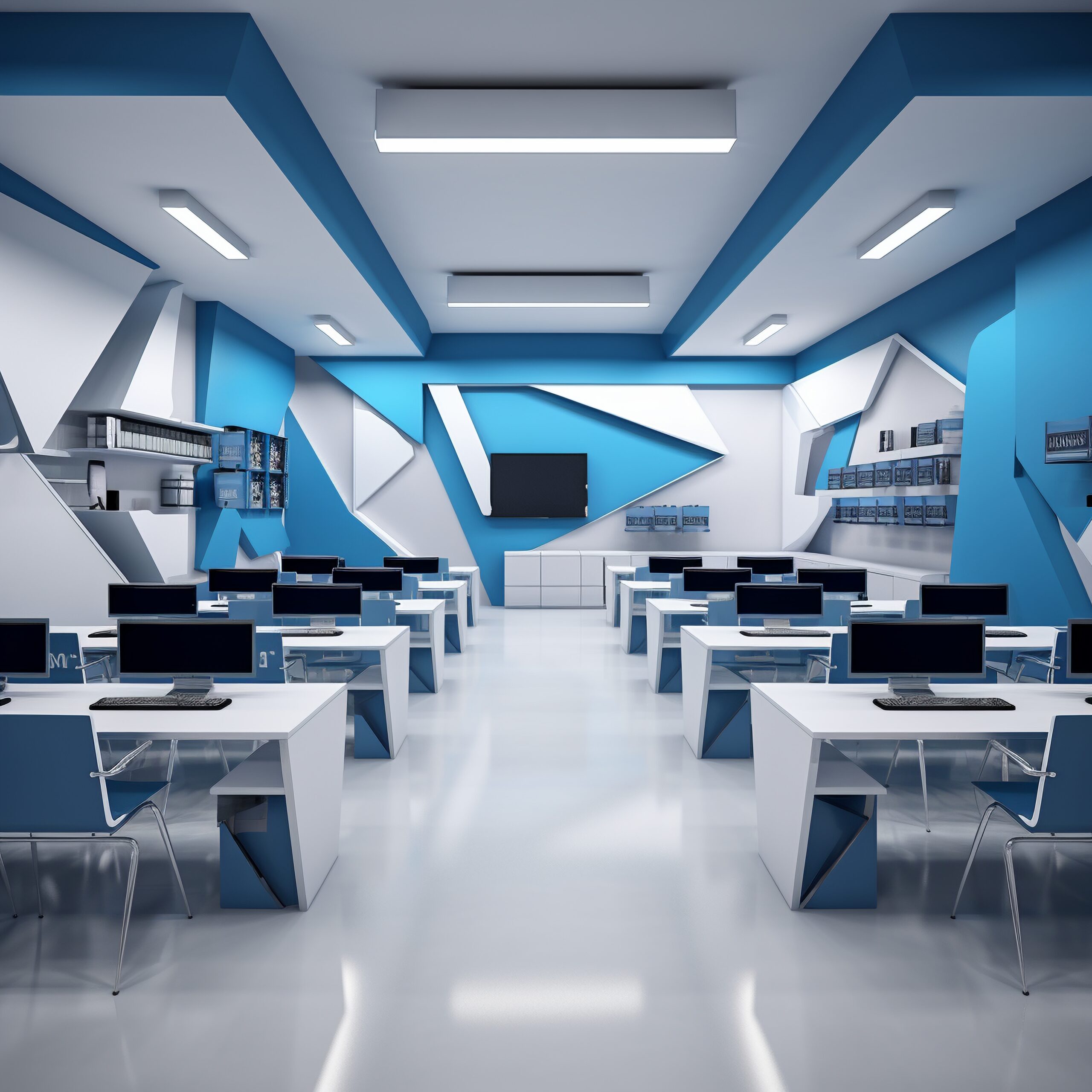 view futuristic classroom students