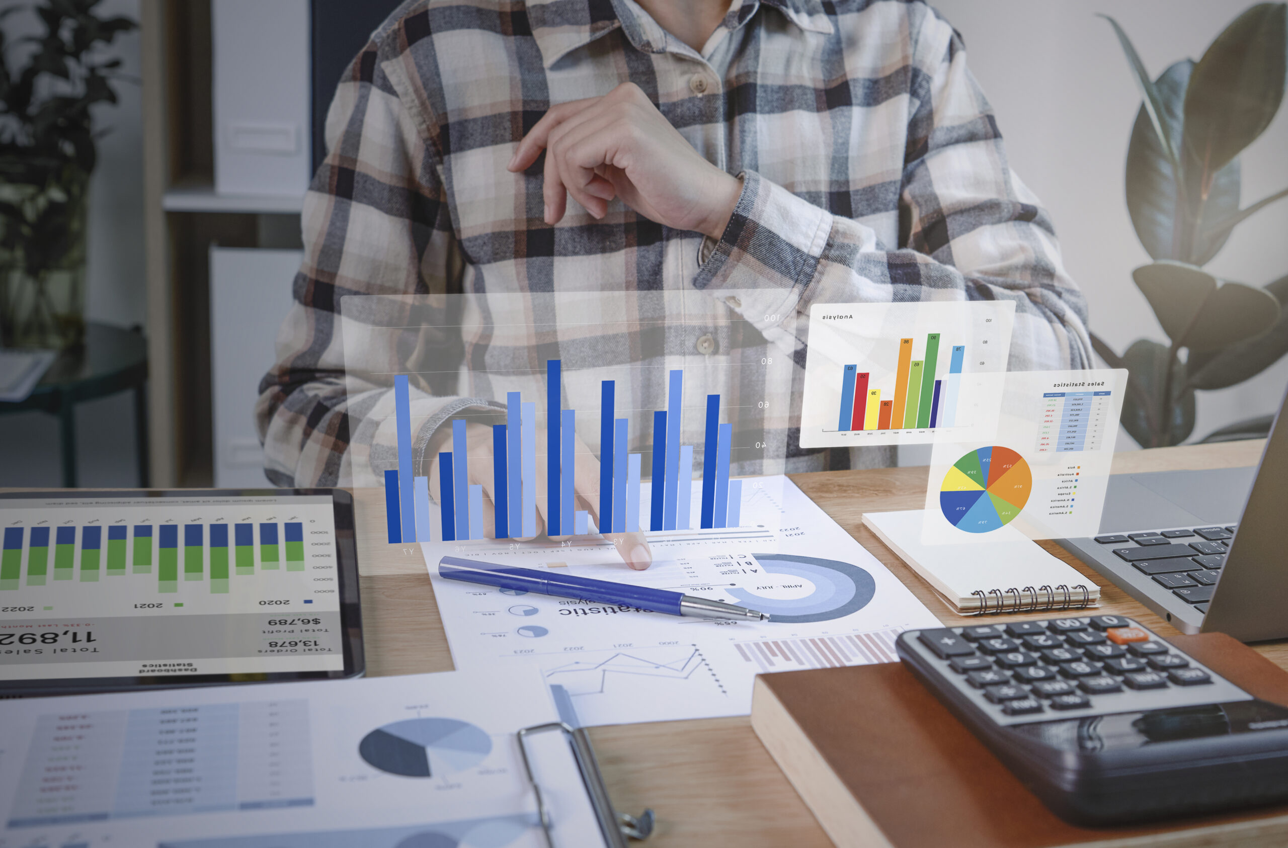 businesspeople working in finance and accounting analyze financi